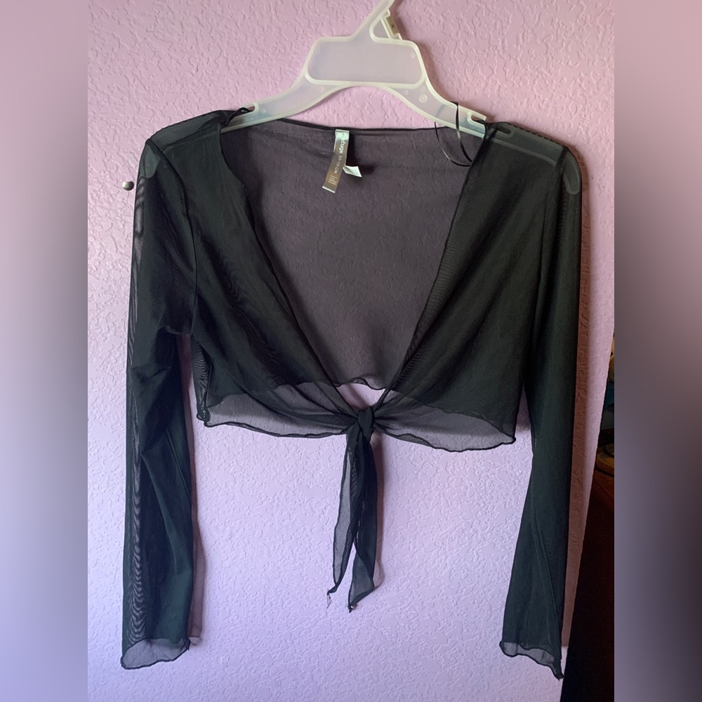 Black sheer small coverup (tie front)